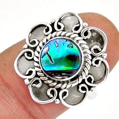 925 silver 2.28cts solitaire natural abalone paua seashell ring size 7 y6550