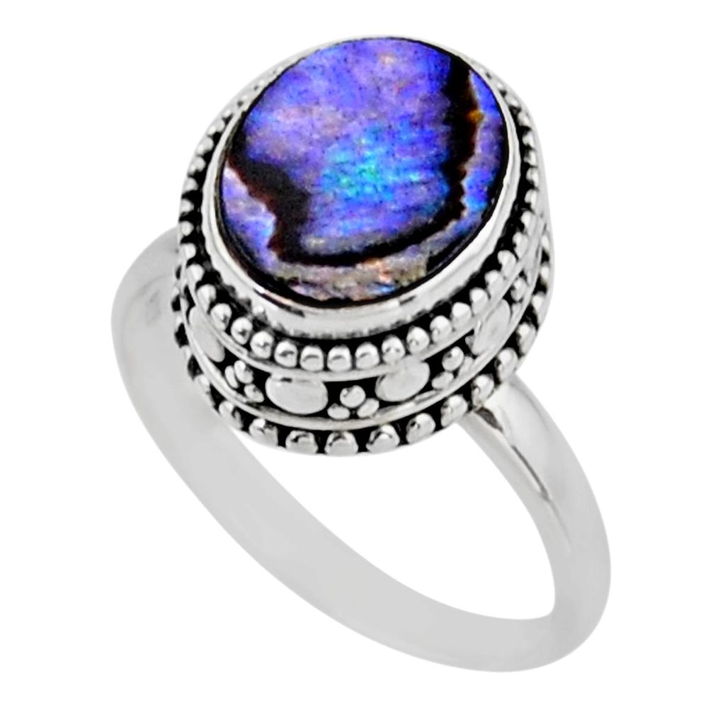 925 silver 3.89cts solitaire natural abalone paua seashell ring size 8 r51464