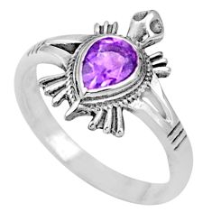 925 silver 1.50cts solitaire natural amethyst pear tortoise ring size 7.5 u4827