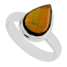 925 silver 3.67cts solitaire natural ammolite (canadian) ring size 6.5 n3459