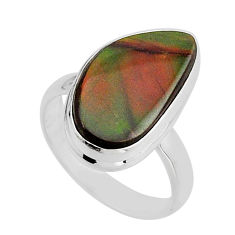 925 silver 7.61cts solitaire natural ammolite (canadian) ring size 7 y84737