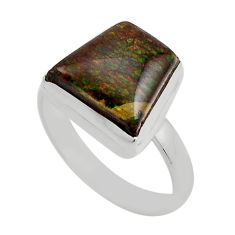 925 silver 6.32cts solitaire natural ammolite (canadian) ring size 8.5 y92794