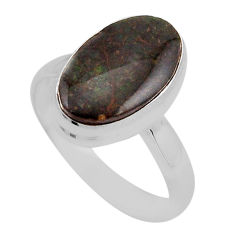 925 silver 6.05cts solitaire natural ammolite (canadian) ring size 8.5 y93098