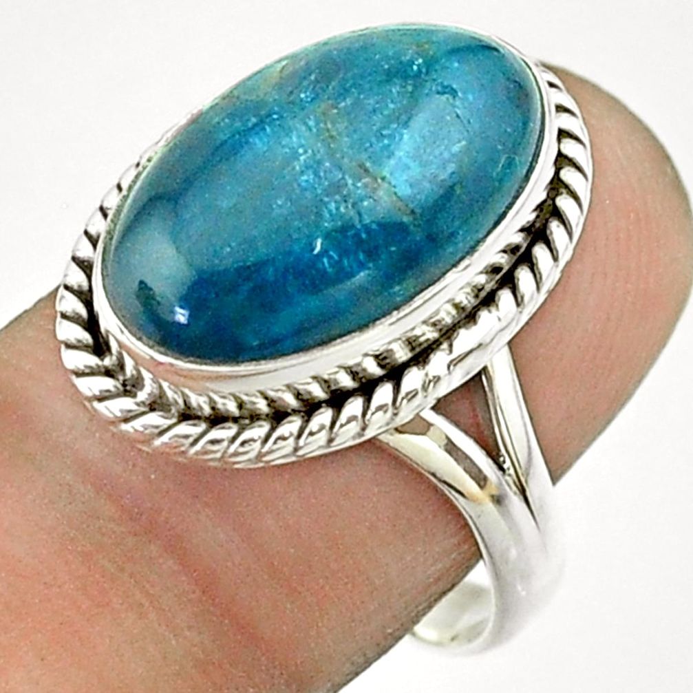 925 silver 10.64cts solitaire natural apatite (madagascar) ring size 8 t55845
