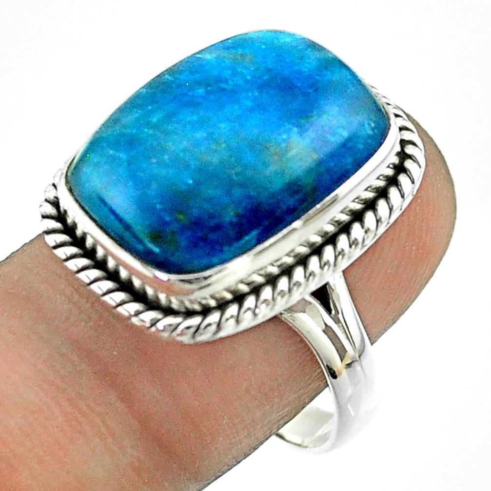 925 silver 12.70cts solitaire natural apatite (madagascar) ring size 8.5 t55858