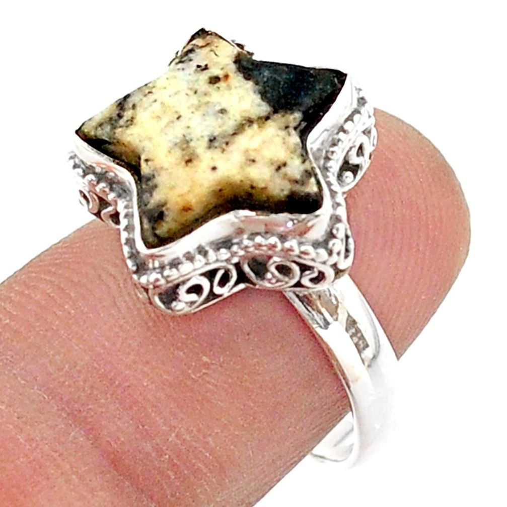 925 silver 6.04cts solitaire natural astrophyllite star fish ring size 7 t63404