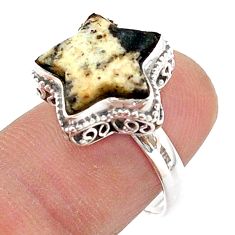 925 silver 6.04cts solitaire natural astrophyllite star fish ring size 7 t63404