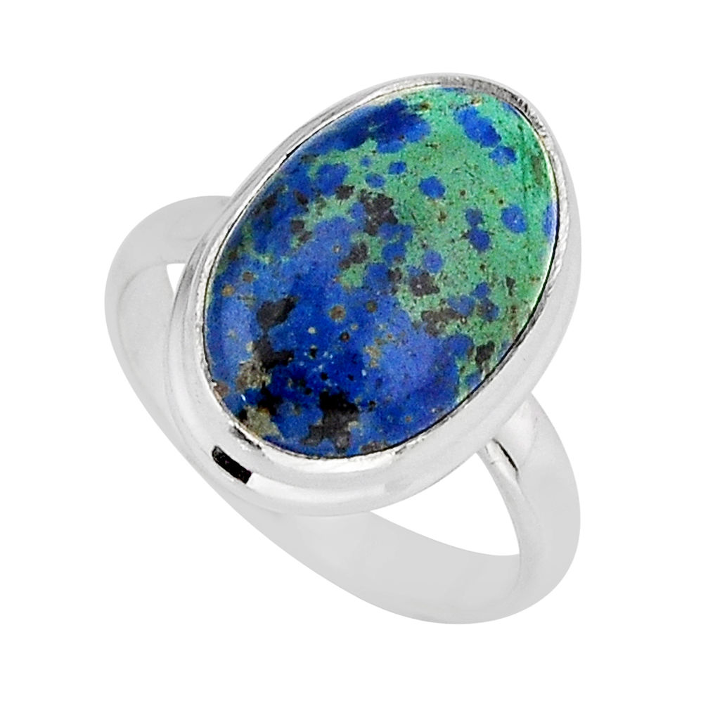925 silver 11.06cts solitaire natural azurite malachite ring size 8.5 y68998