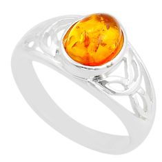 925 silver 1.64cts solitaire natural baltic amber (poland) ring size 6.5 c28897