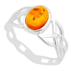 925 silver 1.74cts solitaire natural baltic amber (poland) ring size 9 c28937