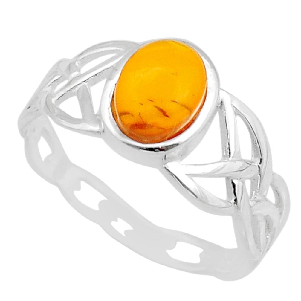 925 silver 1.87cts solitaire natural baltic amber (poland) ring size 9 c28939