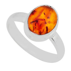 925 silver 3.13cts solitaire natural baltic amber (poland) ring size 7.5 y94207