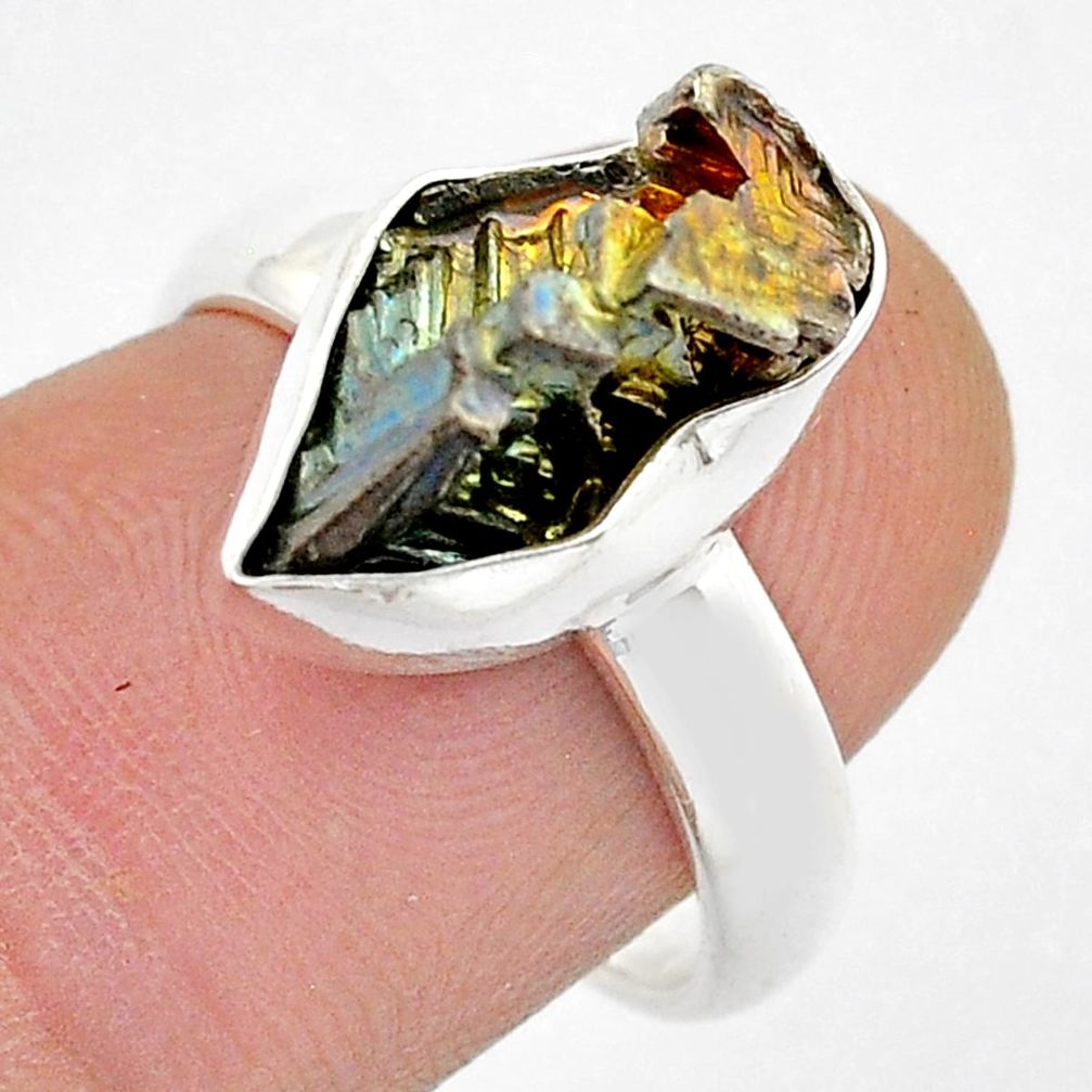 925 silver 6.09cts solitaire natural bismuth crystal fancy ring size 7 u57451