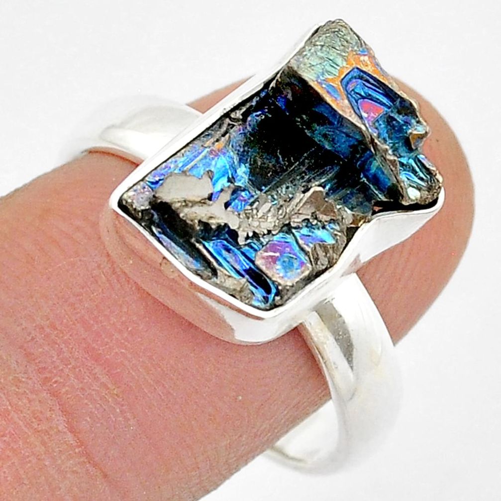 925 silver 6.33cts solitaire natural bismuth crystal fancy ring size 9 u57458
