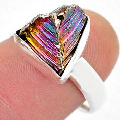 925 silver 5.64cts solitaire natural bismuth crystal fancy ring size 7.5 u57460