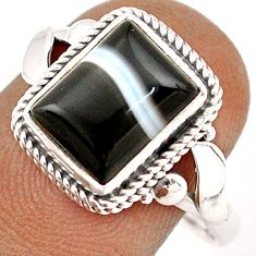 925 silver 3.83cts solitaire natural black botswana agate ring size 9 t87617