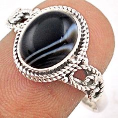 925 silver 3.95cts solitaire natural black botswana agate ring size 8.5 t87743