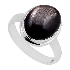 925 silver 5.11cts solitaire natural black obsidian eye ring size 6.5 n22163