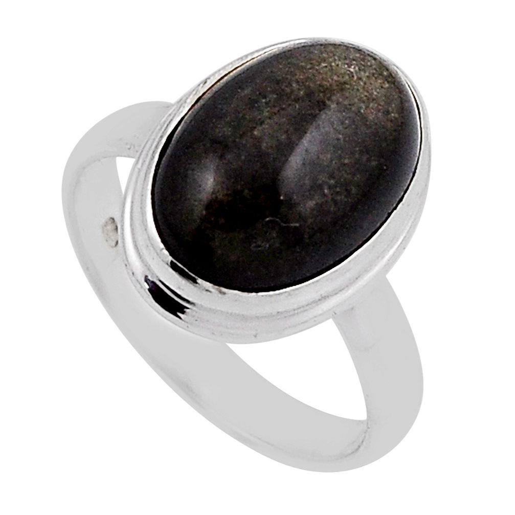 925 silver 5.98cts solitaire natural black obsidian eye ring size 6.5 n22174