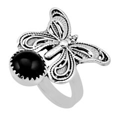 925 silver 4.96cts solitaire natural black onyx butterfly ring size 7 n40360