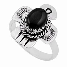 925 silver 2.04cts solitaire natural black onyx oval birds ring size 6.5 n33358