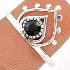 925 silver 0.32cts solitaire natural black onyx round heart ring size 7.5 t83988
