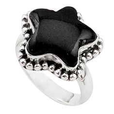 925 silver 7.83cts solitaire natural black onyx star fish ring size 7 t63333