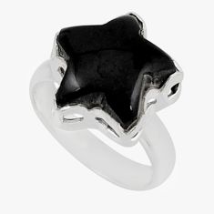 925 silver 9.18cts solitaire natural black onyx star fish ring size 7 y46637