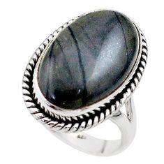 925 silver 12.63cts solitaire natural black picasso jasper ring size 7.5 t75111
