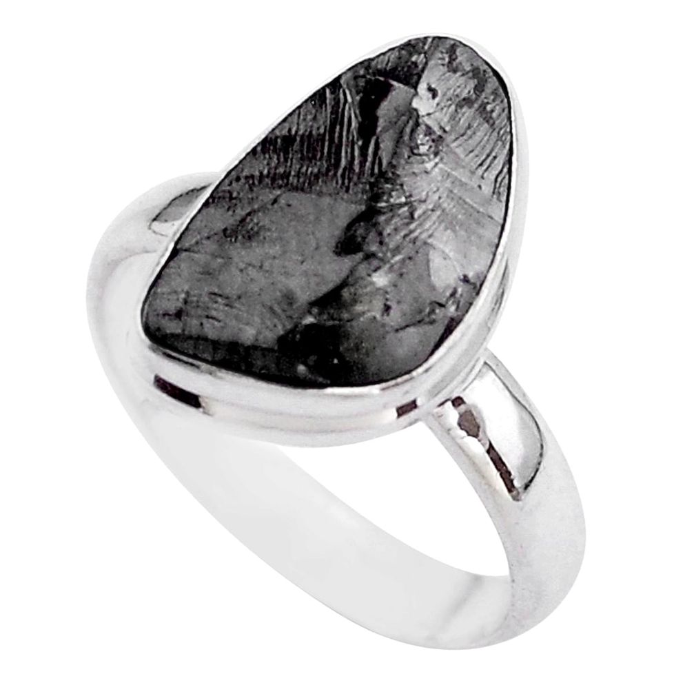 925 silver 8.80cts solitaire natural black shungite fancy ring size 9 t45883