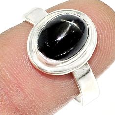 925 silver 4.11cts solitaire natural black star sapphire oval ring size 8 u29698