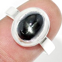 925 silver 4.58cts solitaire natural black star sapphire oval ring size 8 u29709