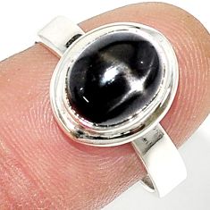 925 silver 4.11cts solitaire natural black star sapphire oval ring size 9 u29700