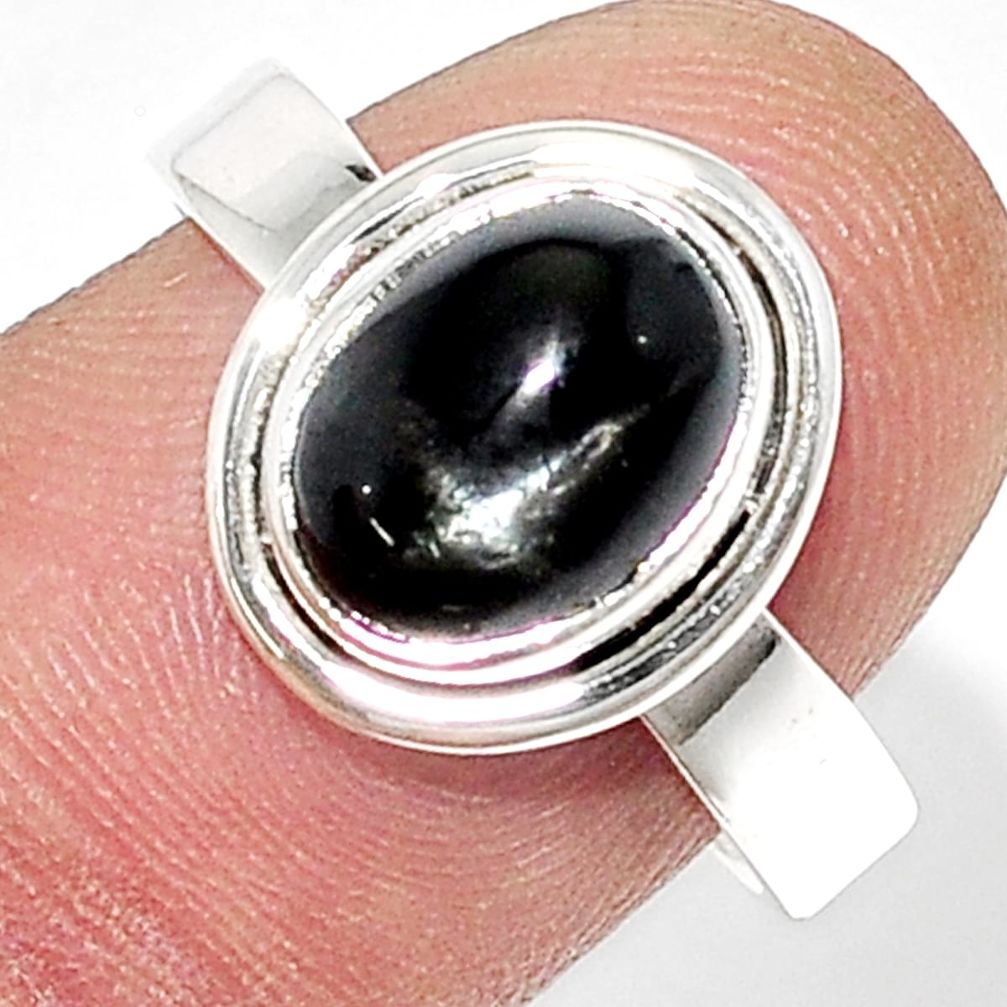 925 silver 4.11cts solitaire natural black star sapphire ring size 9 u29684