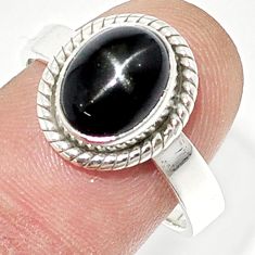 925 silver 4.07cts solitaire natural black star sapphire ring size 9 u29728