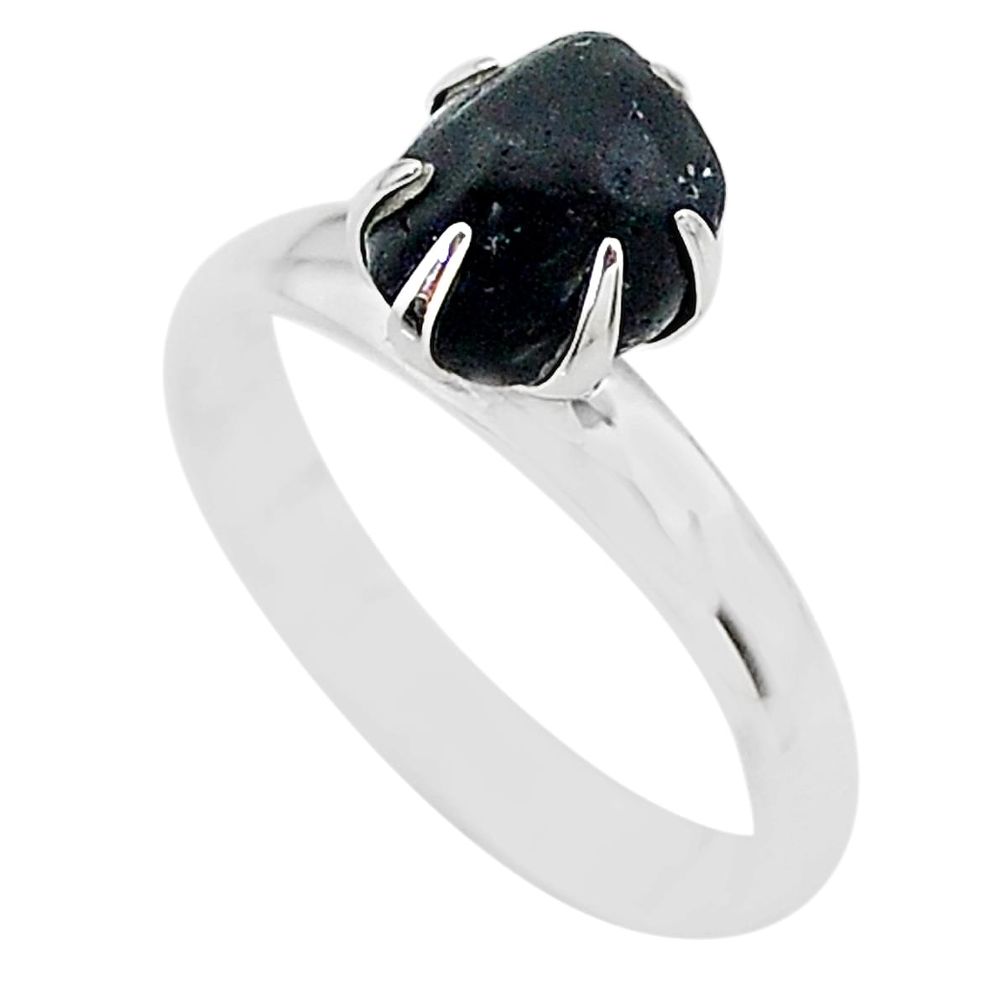 925 silver 4.30cts solitaire natural black tourmaline raw ring size 7 t21049