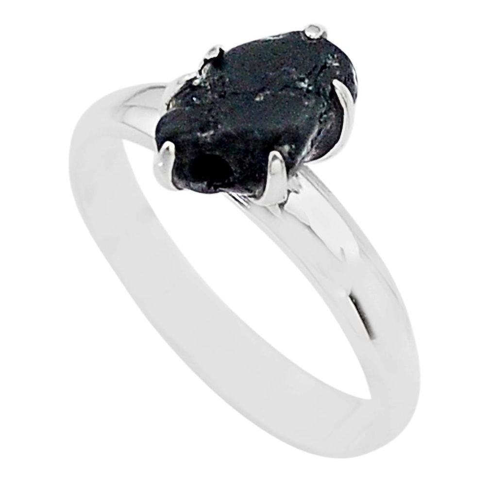 925 silver 4.59cts solitaire natural black tourmaline raw ring size 7 t21055