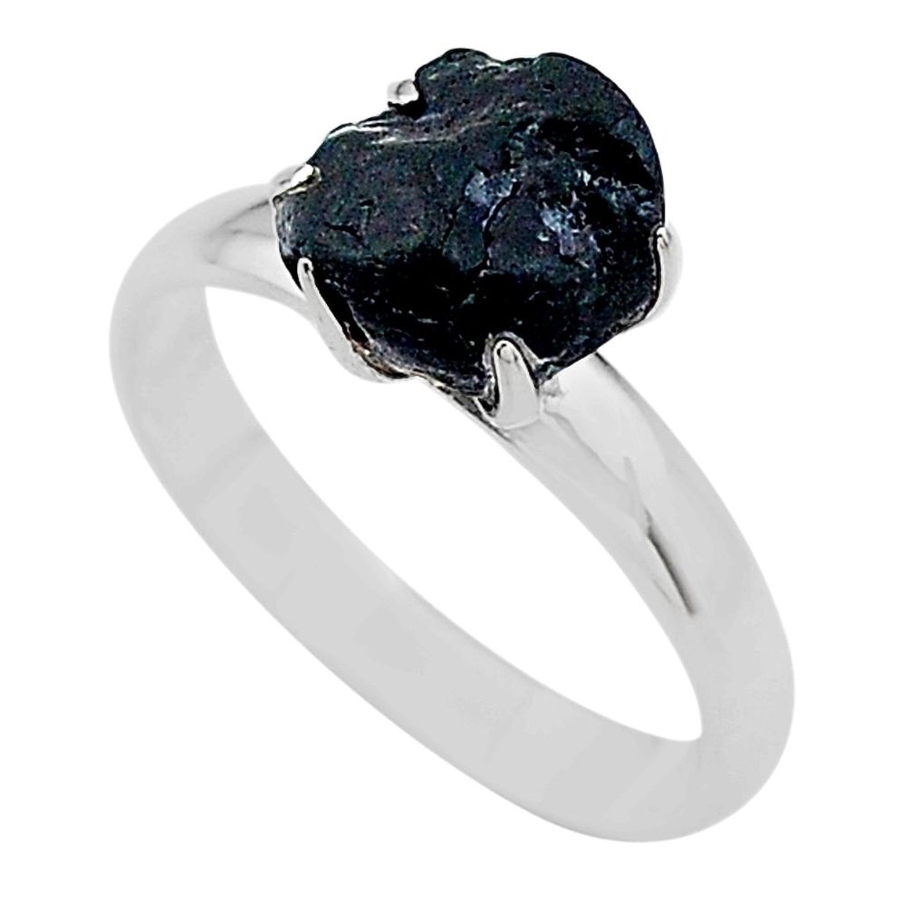 925 silver 4.88cts solitaire natural black tourmaline raw ring size 8 t21044