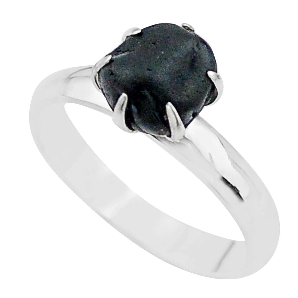925 silver 4.54cts solitaire natural black tourmaline raw ring size 8 t21078