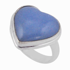 925 silver 11.08cts solitaire natural blue angelite heart ring size 6 n35560