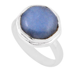 925 silver 6.57cts solitaire natural blue angelite hexagon ring size 7.5 n28626