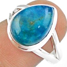 925 silver 6.42cts solitaire natural blue apatite (madagascar) ring size 8 u9285
