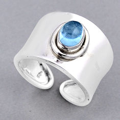 925 silver 1.57cts solitaire natural blue aquamarine oval adjustable ring n13957