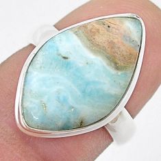 925 silver 10.99cts solitaire natural blue aragonite ring size 6.5 u47309