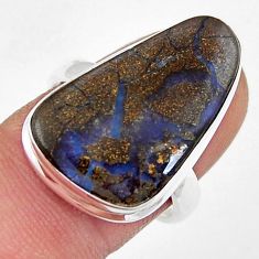 925 silver 14.48cts solitaire natural blue boulder opal fancy ring size 8 y25215