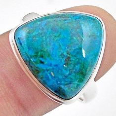 925 silver 14.45cts solitaire natural blue chrysocolla ring size 9 u47618