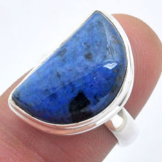 925 silver 10.25cts solitaire natural blue dumortierite moon ring size 6 u59253
