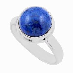 925 silver 5.15cts solitaire natural blue dumortierite round ring size 7 y33120