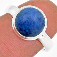 925 silver 4.82cts solitaire natural blue dumortierite round ring size 7.5 y3303