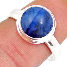 925 silver 4.82cts solitaire natural blue dumortierite round ring size 7.5 y4242